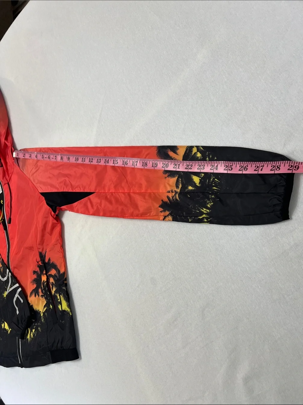 NEW Body Glove Vibrant Sunset Palm Tree Print Hooded Windbreaker Light Jacket XS